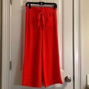 Retrology Vibrant Orange Wide Leg Cropped Pant Feminine Boho Resort
